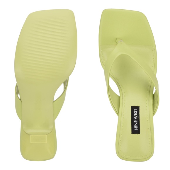 Nine West Neon/Lime Green Square Toe Heeled Sandals - Picture 3 of 11